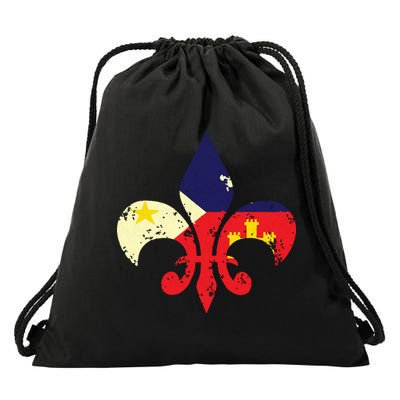 Louisiana Cajun Proud Acadiana Flag Distressed Fleur Drawstring Bag