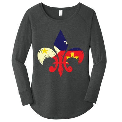 Louisiana Cajun Proud Acadiana Flag Distressed Fleur Women's Perfect Tri Tunic Long Sleeve Shirt