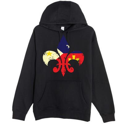 Louisiana Cajun Proud Acadiana Flag Distressed Fleur Premium Pullover Hoodie