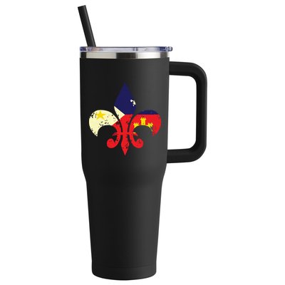 Louisiana Cajun Proud Acadiana Flag Distressed Fleur 40oz Vacuum Insulated Stainless Steel Travel Tumbler