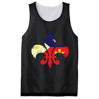 Louisiana Cajun Proud Acadiana Flag Distressed Fleur Mesh Reversible Basketball Jersey Tank