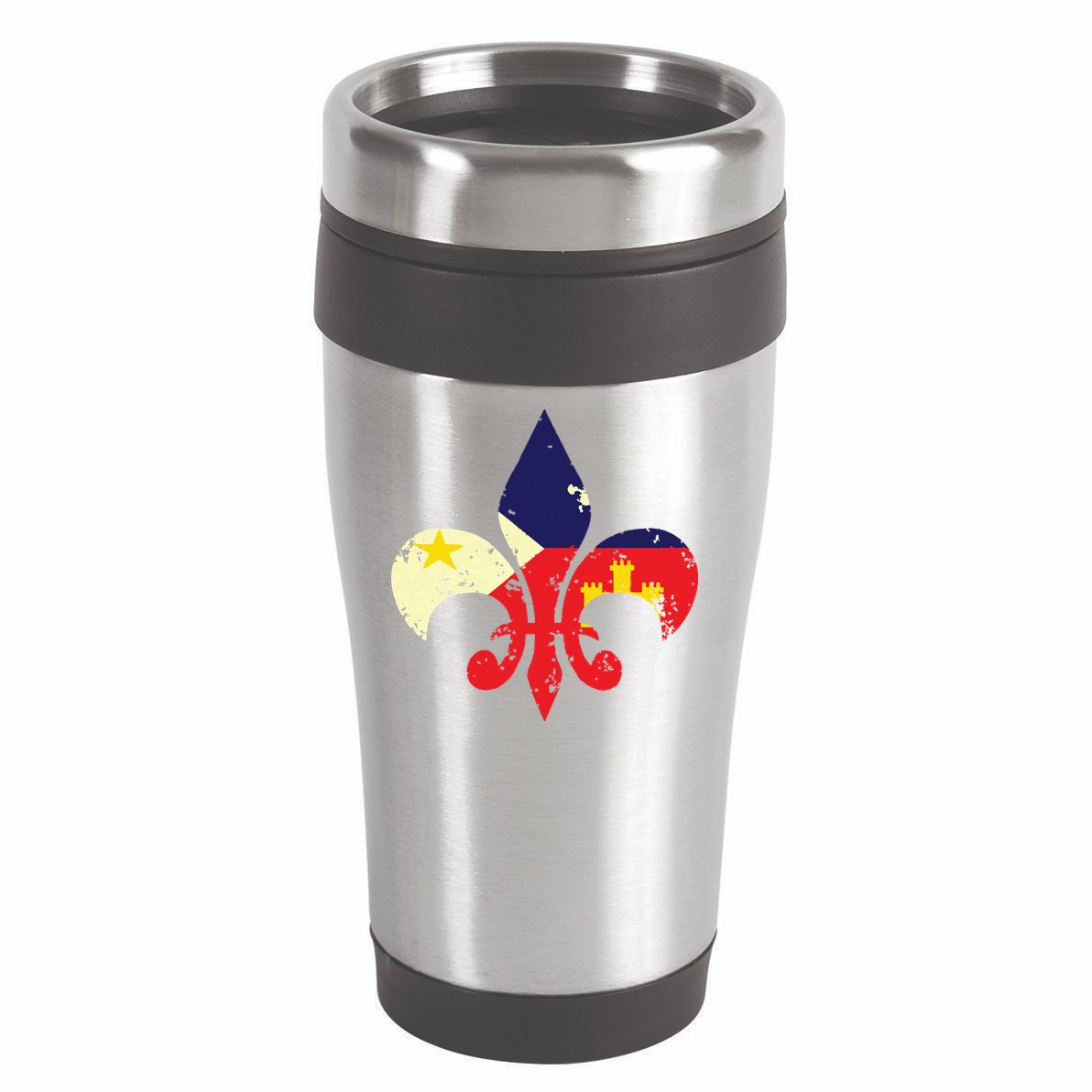Louisiana Cajun Proud Acadiana Flag Distressed Fleur 16oz Travel Tumbler