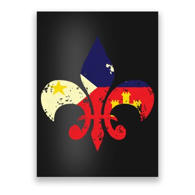 Louisiana Cajun Proud Acadiana Flag Distressed Fleur Poster
