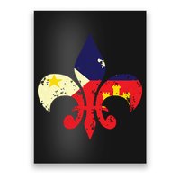 Louisiana Cajun Proud Acadiana Flag Distressed Fleur Poster