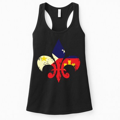 Louisiana Cajun Proud Acadiana Flag Distressed Fleur Womens Tank Top
