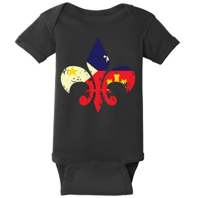 Louisiana Cajun Proud Acadiana Flag Distressed Fleur Baby Bodysuit
