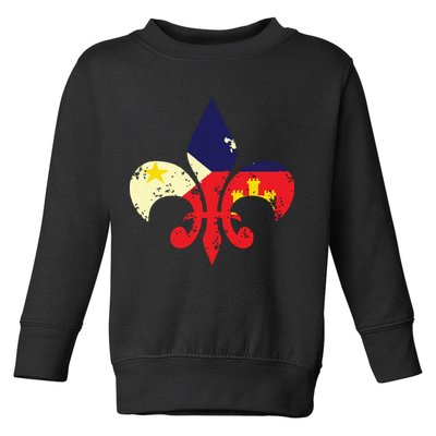 Louisiana Cajun Proud Acadiana Flag Distressed Fleur Toddler Sweatshirt