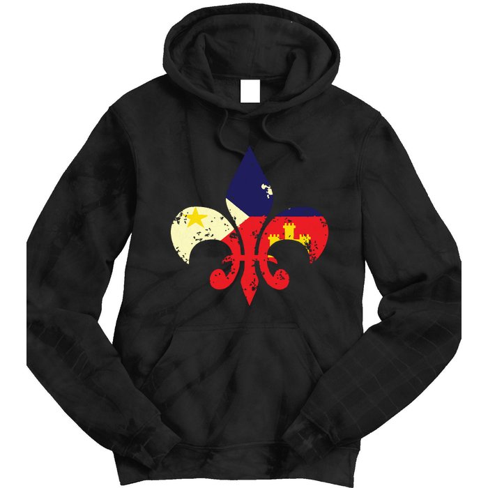 Louisiana Cajun Proud Acadiana Flag Distressed Fleur Tie Dye Hoodie