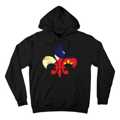 Louisiana Cajun Proud Acadiana Flag Distressed Fleur Tall Hoodie