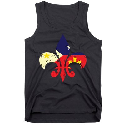 Louisiana Cajun Proud Acadiana Flag Distressed Fleur Tank Top