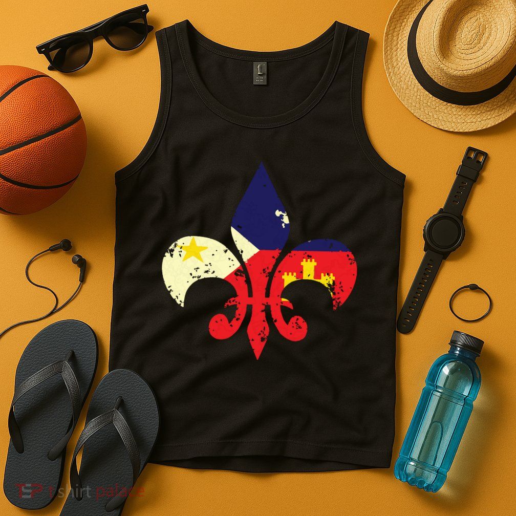 Louisiana Cajun Proud Acadiana Flag Distressed Fleur Tank Top