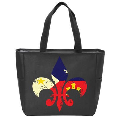 Louisiana Cajun Proud Acadiana Flag Distressed Fleur Zip Tote Bag