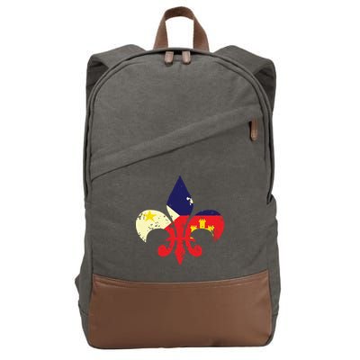 Louisiana Cajun Proud Acadiana Flag Distressed Fleur Cotton Canvas Backpack