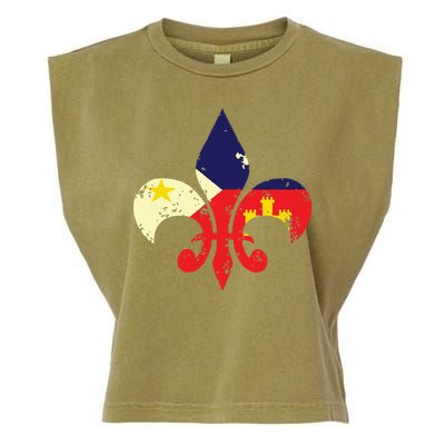Louisiana Cajun Proud Acadiana Flag Distressed Fleur Garment-Dyed Women's Muscle Tee