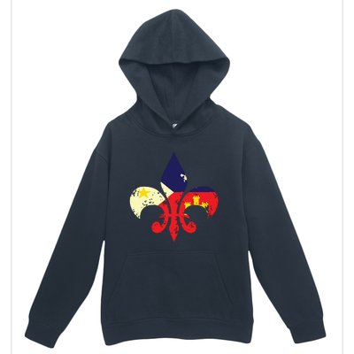 Louisiana Cajun Proud Acadiana Flag Distressed Fleur Urban Pullover Hoodie