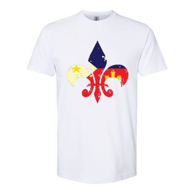 Louisiana Cajun Proud Acadiana Flag Distressed Fleur Softstyle® CVC T-Shirt