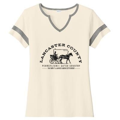 Lancaster County Pennsylvania Amish Settlement Est 1760 Ladies Halftime Notch Neck Tee