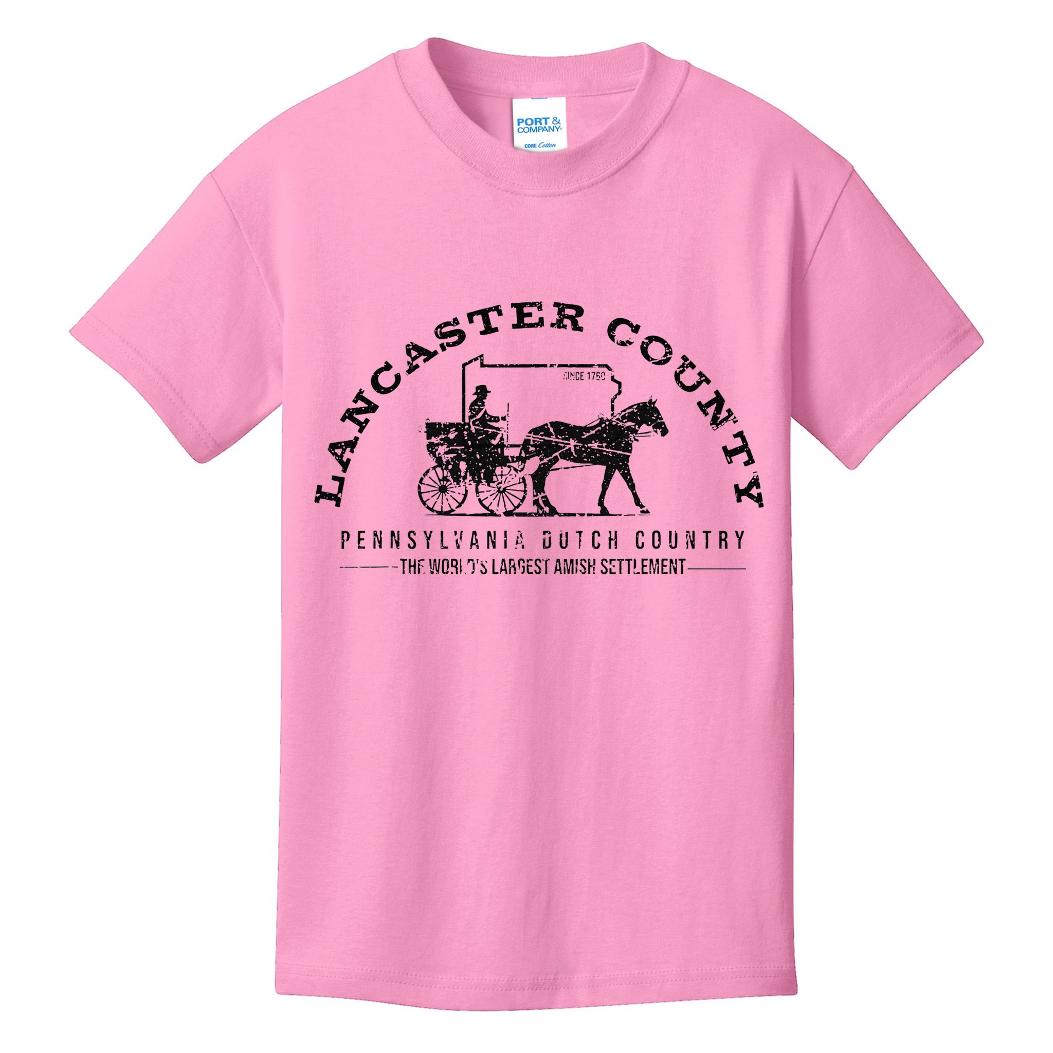 Lancaster County Pennsylvania Amish Settlement Est 1760 Kids T-Shirt