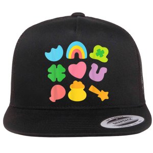 Lucky Charm Patricks Day Pot Of Gold Irish Shamrock Rainbow Flat Bill Trucker Hat