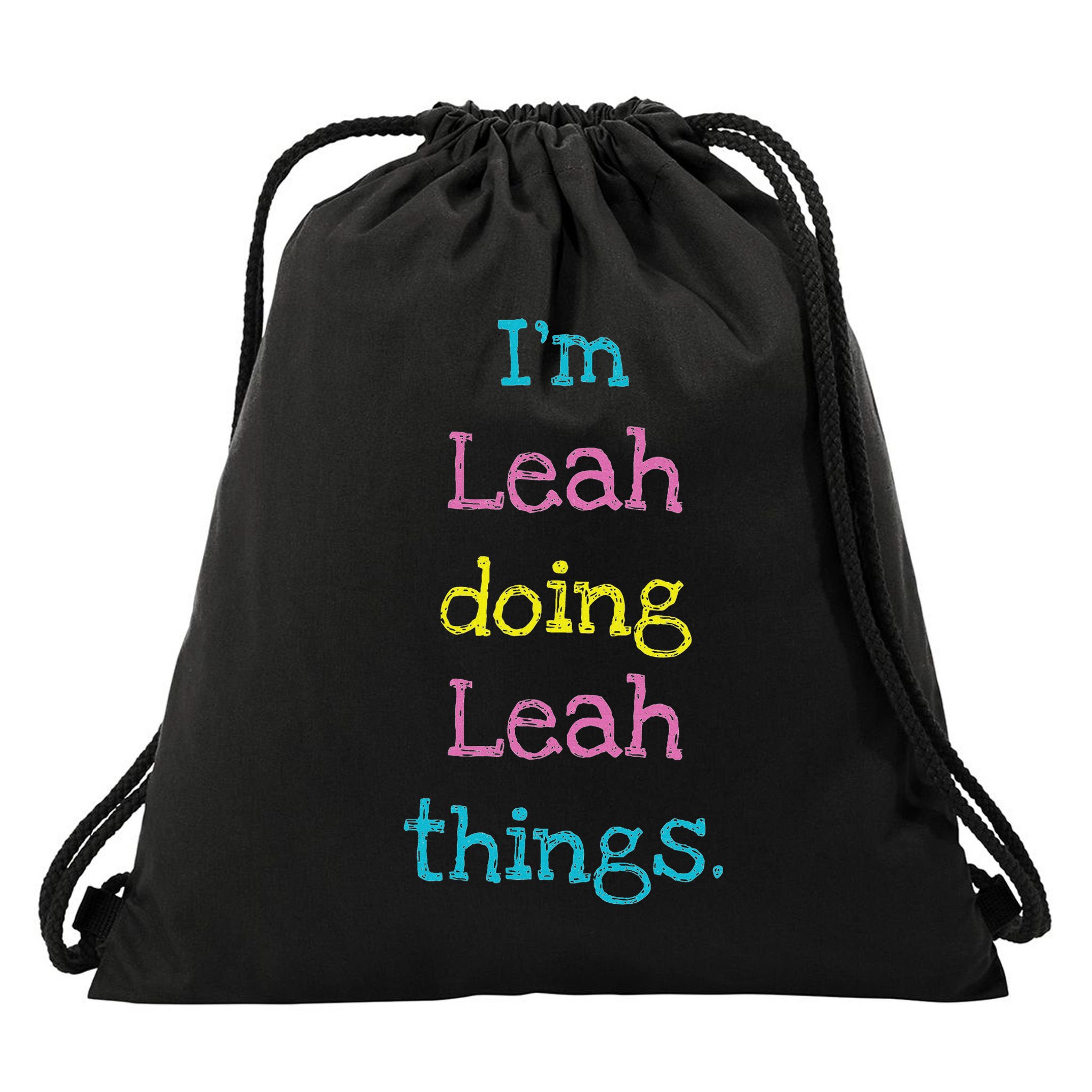 Leah Cute Personalized Text Kid's Gift Top For Girls Drawstring Bag