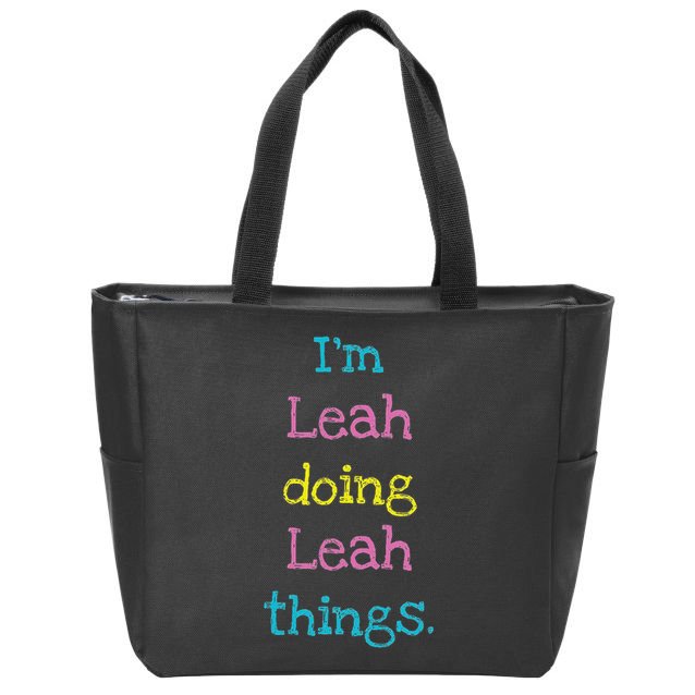 Leah Cute Personalized Text Kid's Gift Top For Girls Zip Tote Bag
