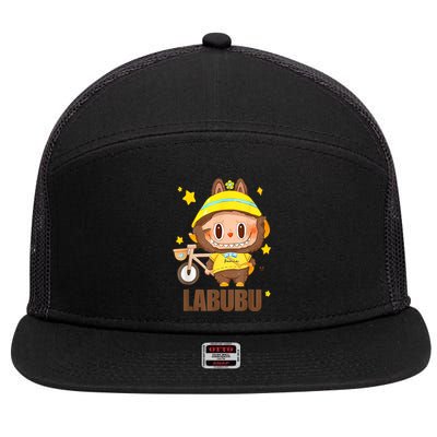 Labubu Classic Pose Labubu Lover Gift 7 Panel Mesh Trucker Snapback Hat