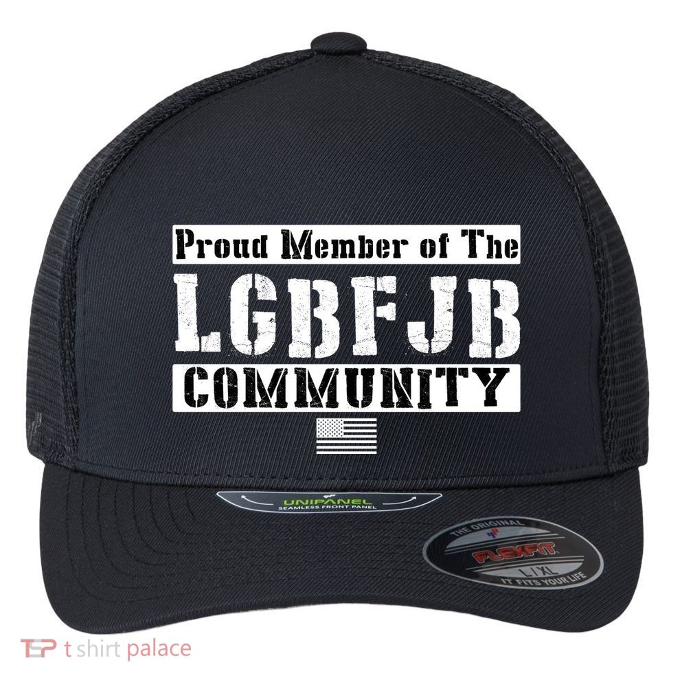 LGBFJB Community Proud Member USA Army Flag Flexfit Unipanel Trucker Cap