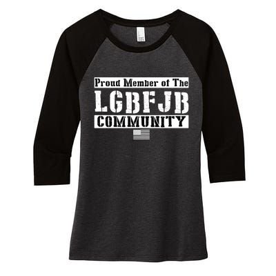 LGBFJB Community Proud Member USA Army Flag Women's Tri-Blend 3/4-Sleeve Raglan Shirt