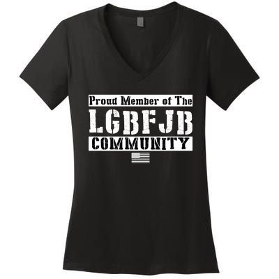 LGBFJB Community Proud Member USA Army Flag Women's V-Neck T-Shirt