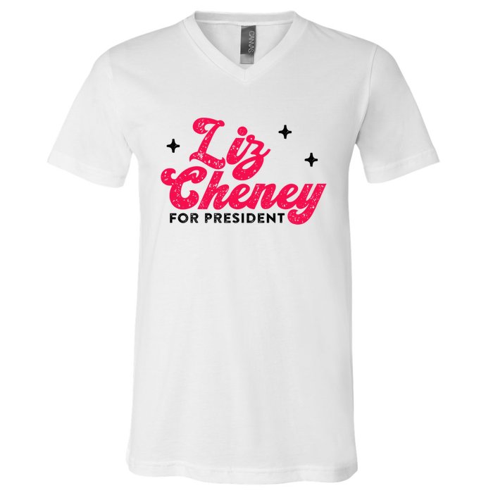 Liz Cheney President 2024 Vintage Republican Conservative Gift V-Neck T-Shirt