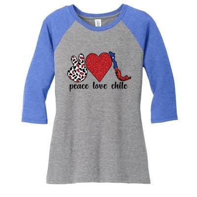 Love Chile Proud Chilean Flag Chilean Roots Cool Gift Women's Tri-Blend 3/4-Sleeve Raglan Shirt