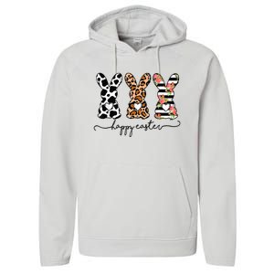 Leopard Cow Print Easter Bunnies Happy Easter Day Performance Fleece Hoodie