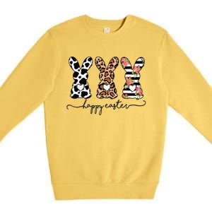 Leopard Cow Print Easter Bunnies Happy Easter Day Premium Crewneck Sweatshirt