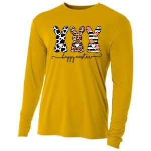 Leopard Cow Print Easter Bunnies Happy Easter Day Cooling Performance Long Sleeve Crew