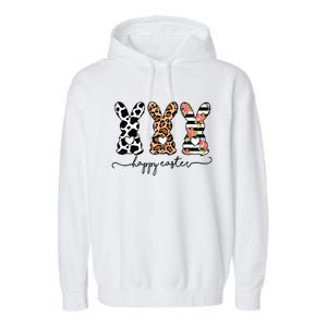 Leopard Cow Print Easter Bunnies Happy Easter Day Garment-Dyed Fleece Hoodie