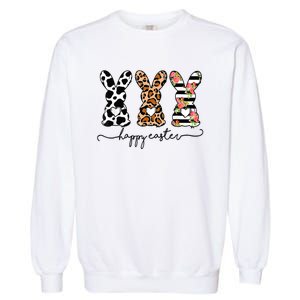 Leopard Cow Print Easter Bunnies Happy Easter Day Garment-Dyed Sweatshirt