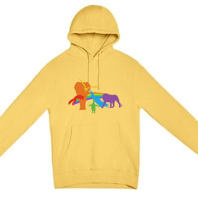 Lgbtq Community Pride Rainbow Wildlife Equal Rights Cool Gift Premium Pullover Hoodie