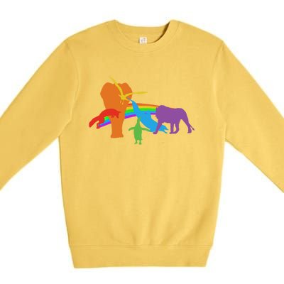 Lgbtq Community Pride Rainbow Wildlife Equal Rights Cool Gift Premium Crewneck Sweatshirt