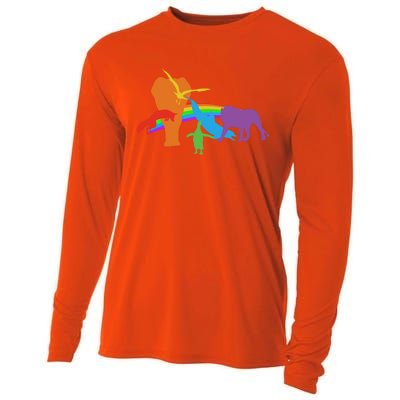 Lgbtq Community Pride Rainbow Wildlife Equal Rights Cool Gift Cooling Performance Long Sleeve Crew