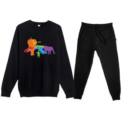 Lgbtq Community Pride Rainbow Wildlife Equal Rights Cool Gift Premium Crewneck Sweatsuit Set