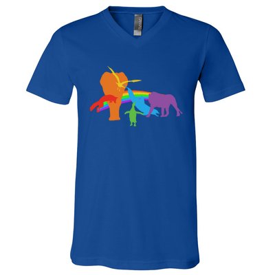 Lgbtq Community Pride Rainbow Wildlife Equal Rights Cool Gift V-Neck T-Shirt