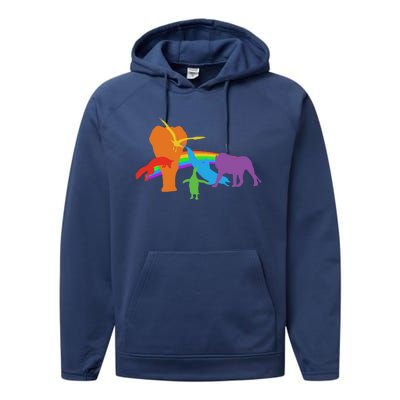 Lgbtq Community Pride Rainbow Wildlife Equal Rights Cool Gift Performance Fleece Hoodie