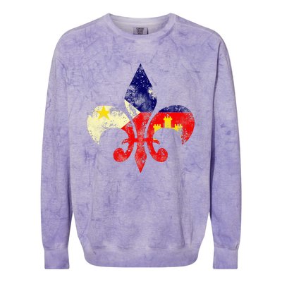 Louisiana Cajun Proud Acadiana Flag Distressed Fleur Colorblast Crewneck Sweatshirt