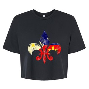 Louisiana Cajun Proud Acadiana Flag Distressed Fleur Bella+Canvas Jersey Crop Tee