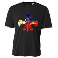 Louisiana Cajun Proud Acadiana Flag Distressed Fleur Cooling Performance Crew T-Shirt