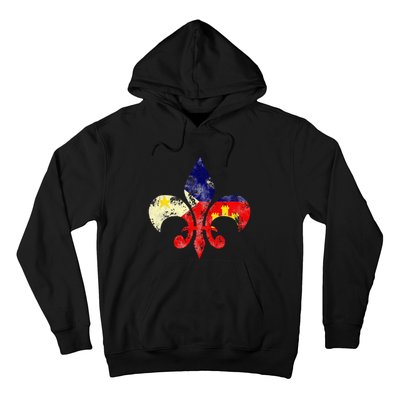 Louisiana Cajun Proud Acadiana Flag Distressed Fleur Hoodie