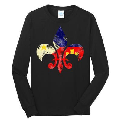 Louisiana Cajun Proud Acadiana Flag Distressed Fleur Tall Long Sleeve T-Shirt