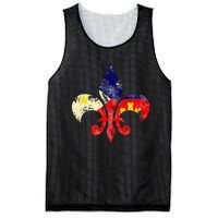 Louisiana Cajun Proud Acadiana Flag Distressed Fleur Mesh Reversible Basketball Jersey Tank