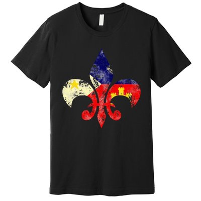 Louisiana Cajun Proud Acadiana Flag Distressed Fleur Premium T-Shirt