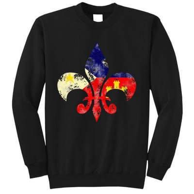 Louisiana Cajun Proud Acadiana Flag Distressed Fleur Tall Sweatshirt